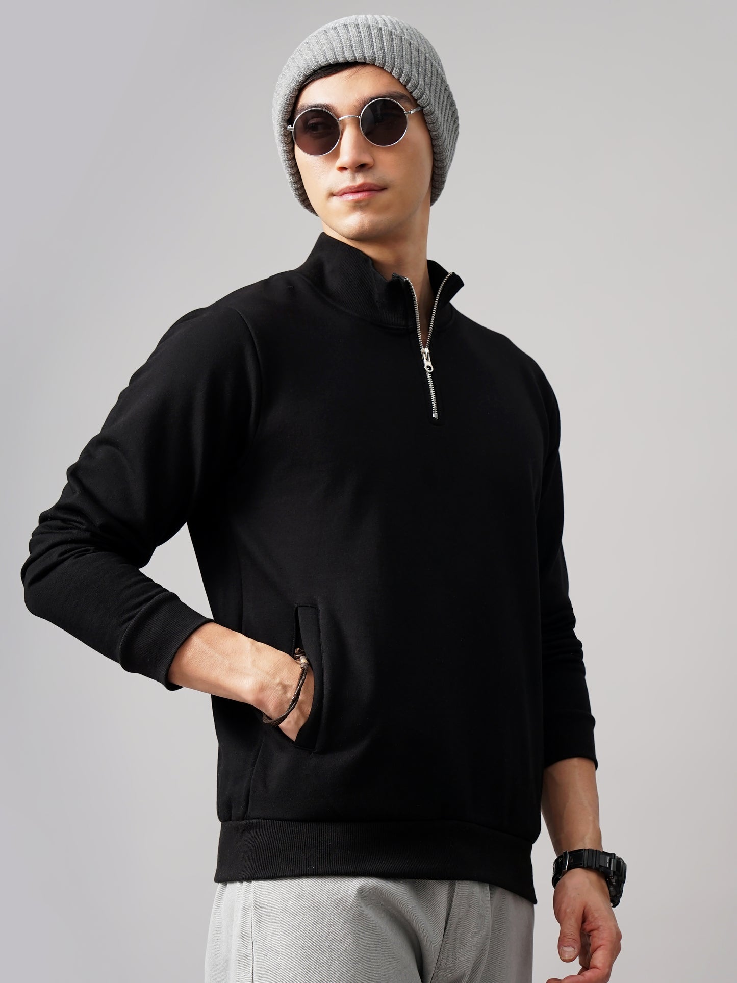 Half Zip Black Sweatshirt