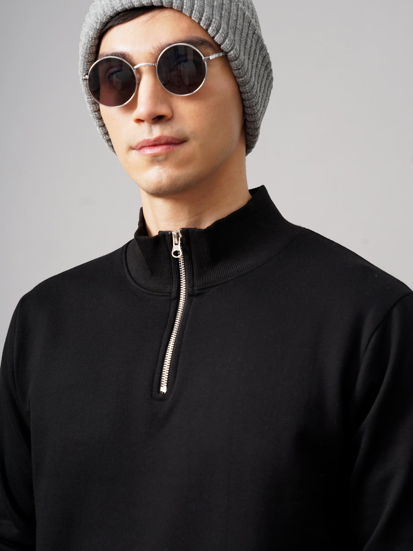 Half Zip Black Sweatshirt