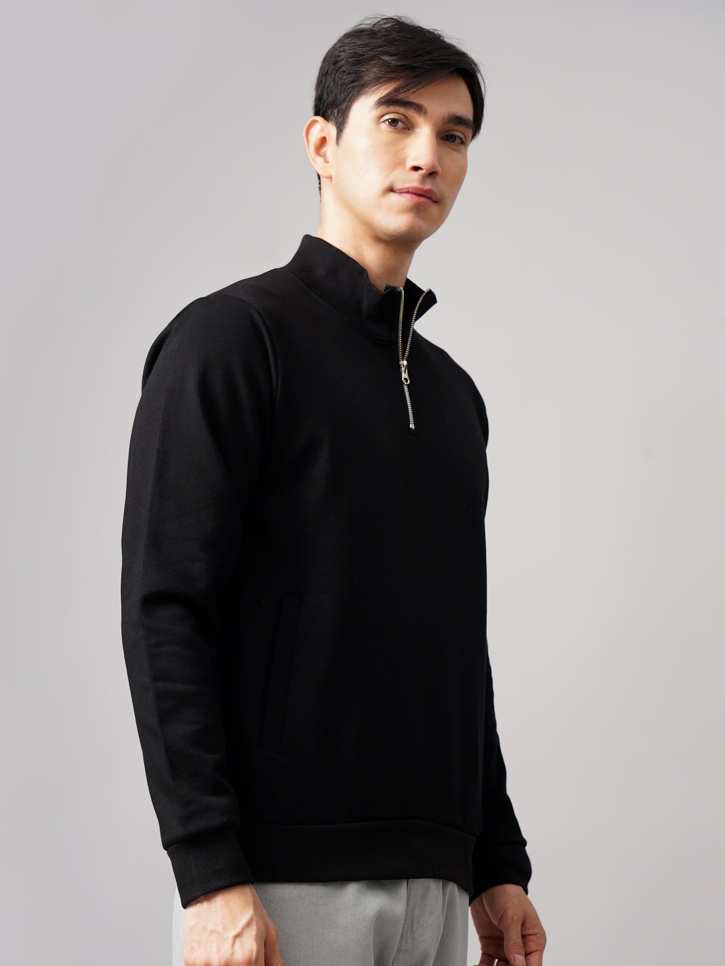 Half Zip Black Sweatshirt