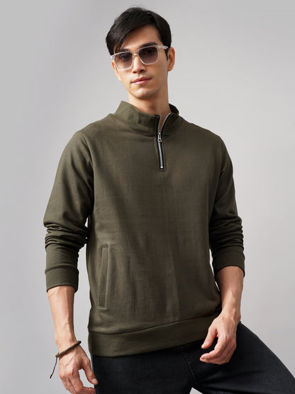 Half Zip Olive Sweatshirt