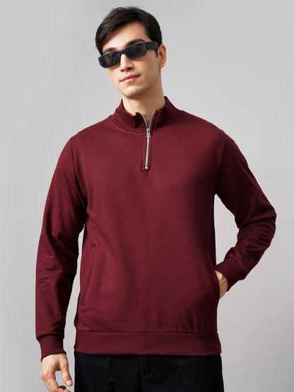 Half Zip Wine Sweatshirt