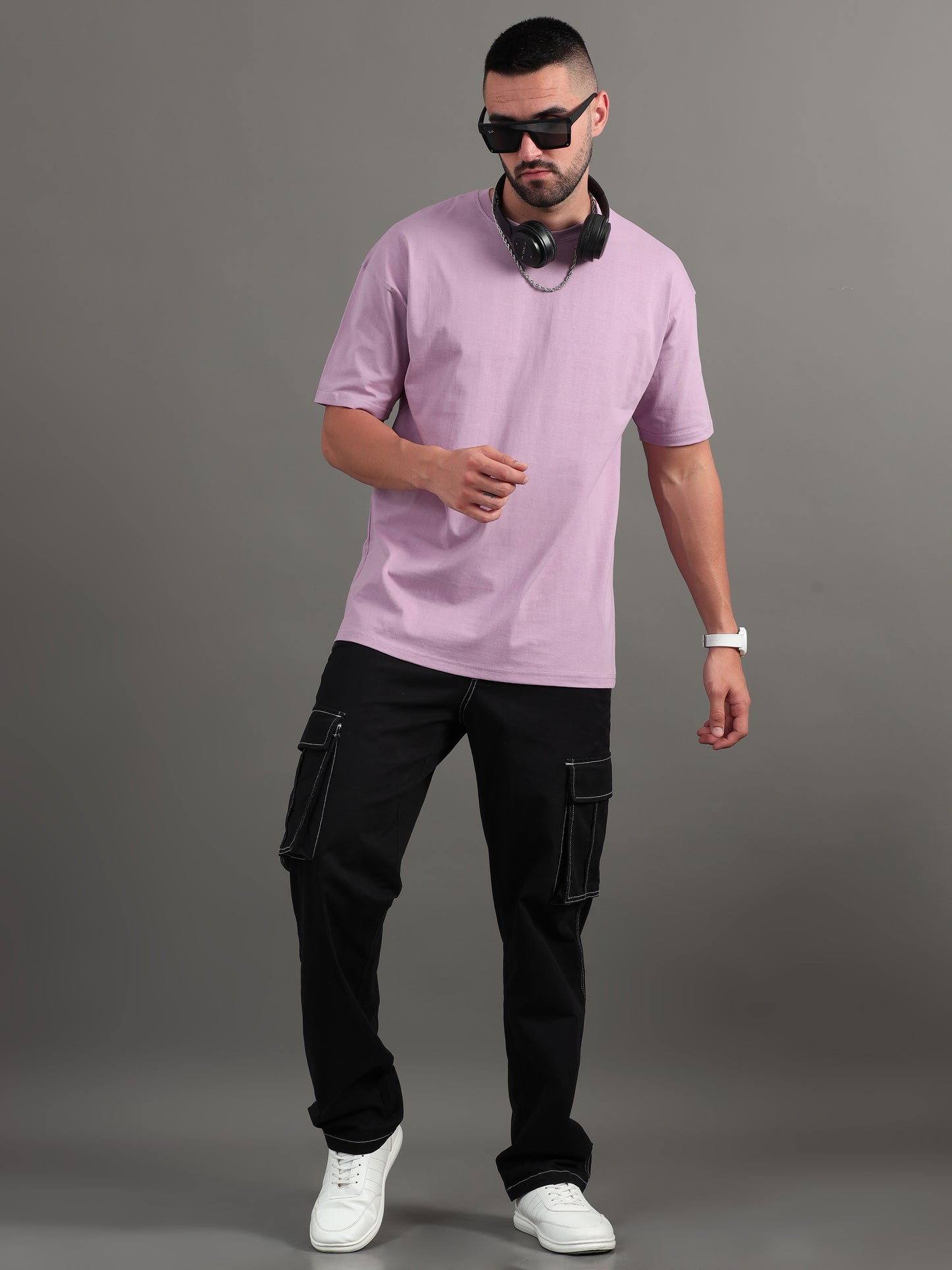 Solid Mauve Oversized T-Shirt