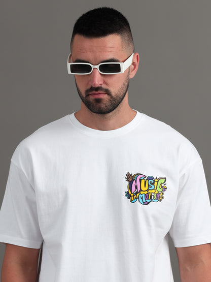 Music in Motion White Oversized T-Shirt