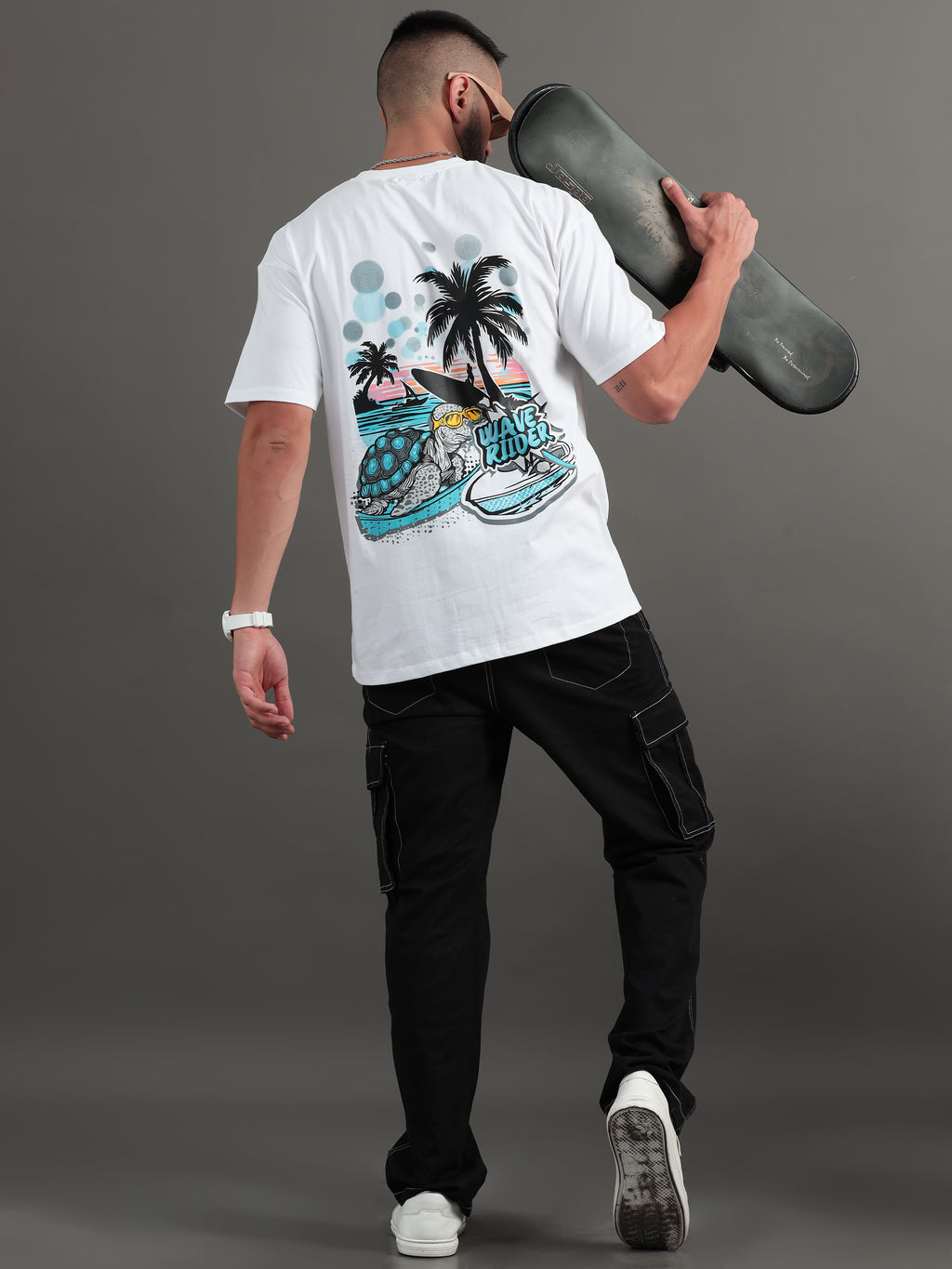 Wave Rider White Oversized T-Shirt