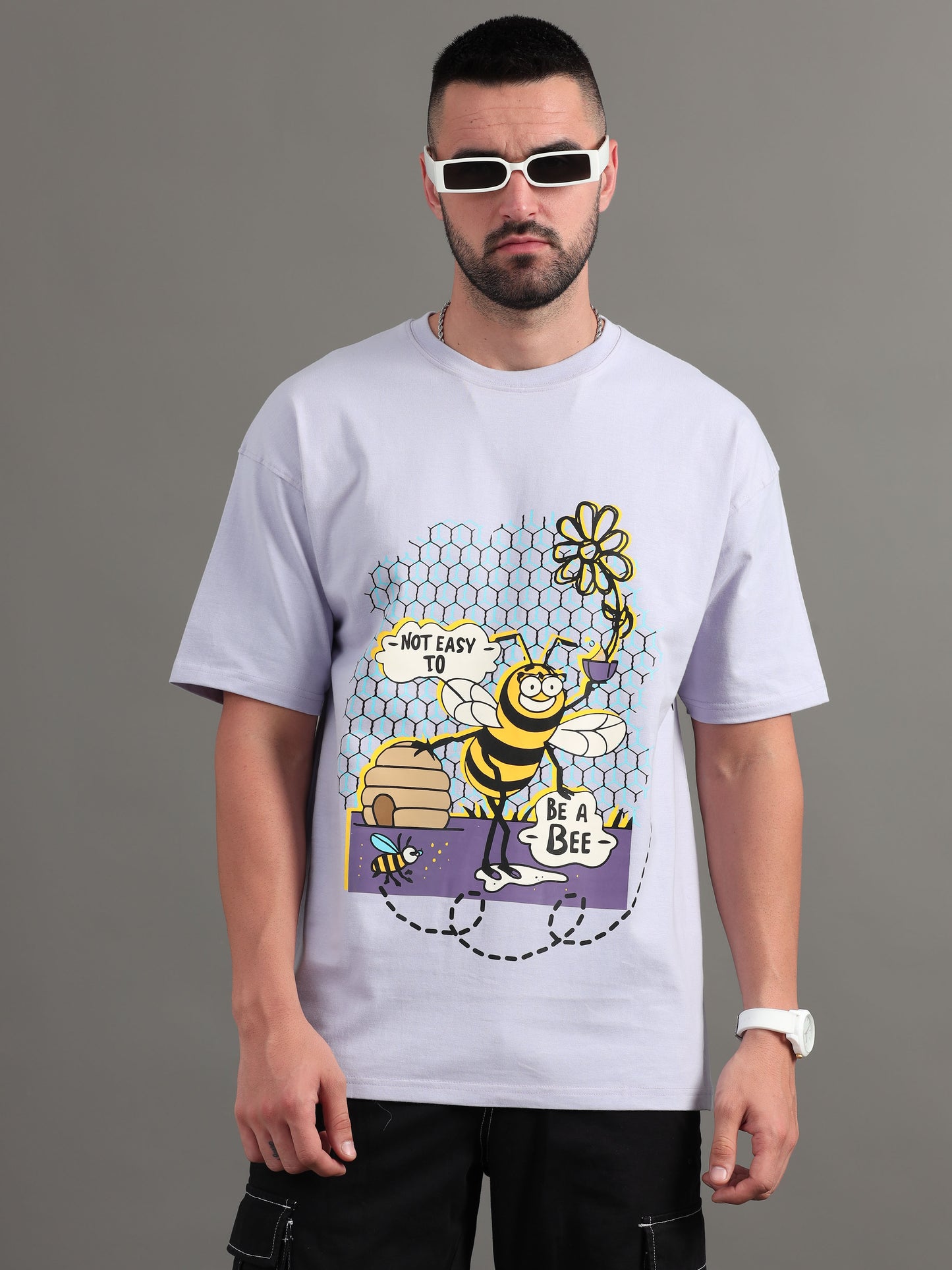 Bee Happy Lavender Oversized T-Shirt