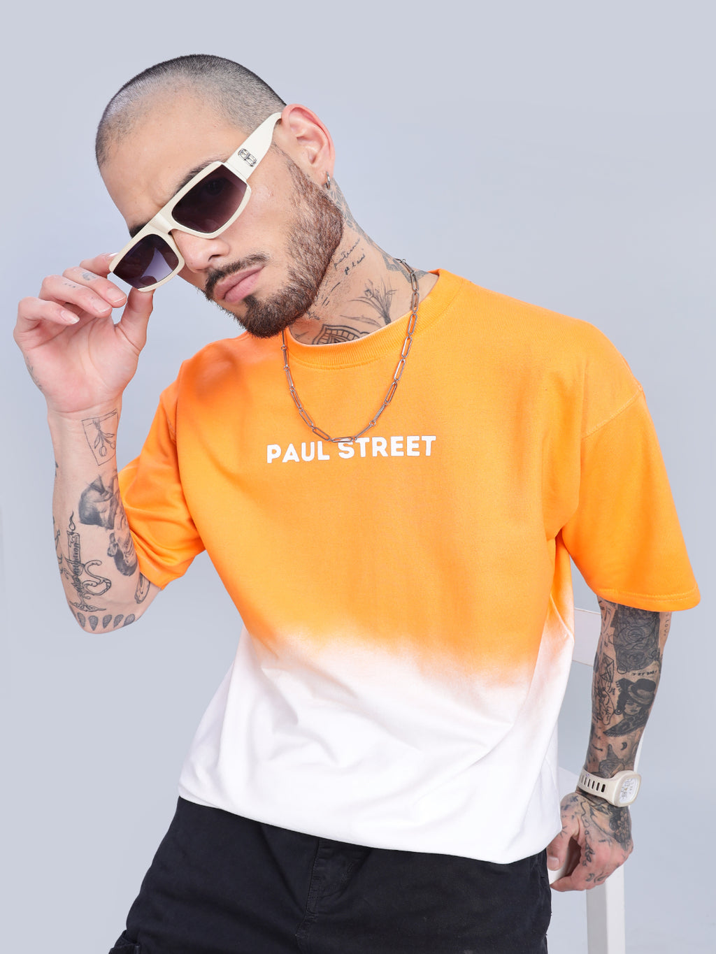 Half Hue Oversized Orange T-Shirt