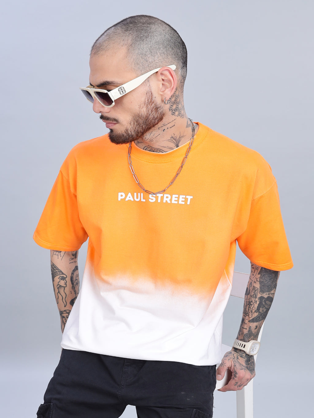 Half Hue Oversized Orange T-Shirt