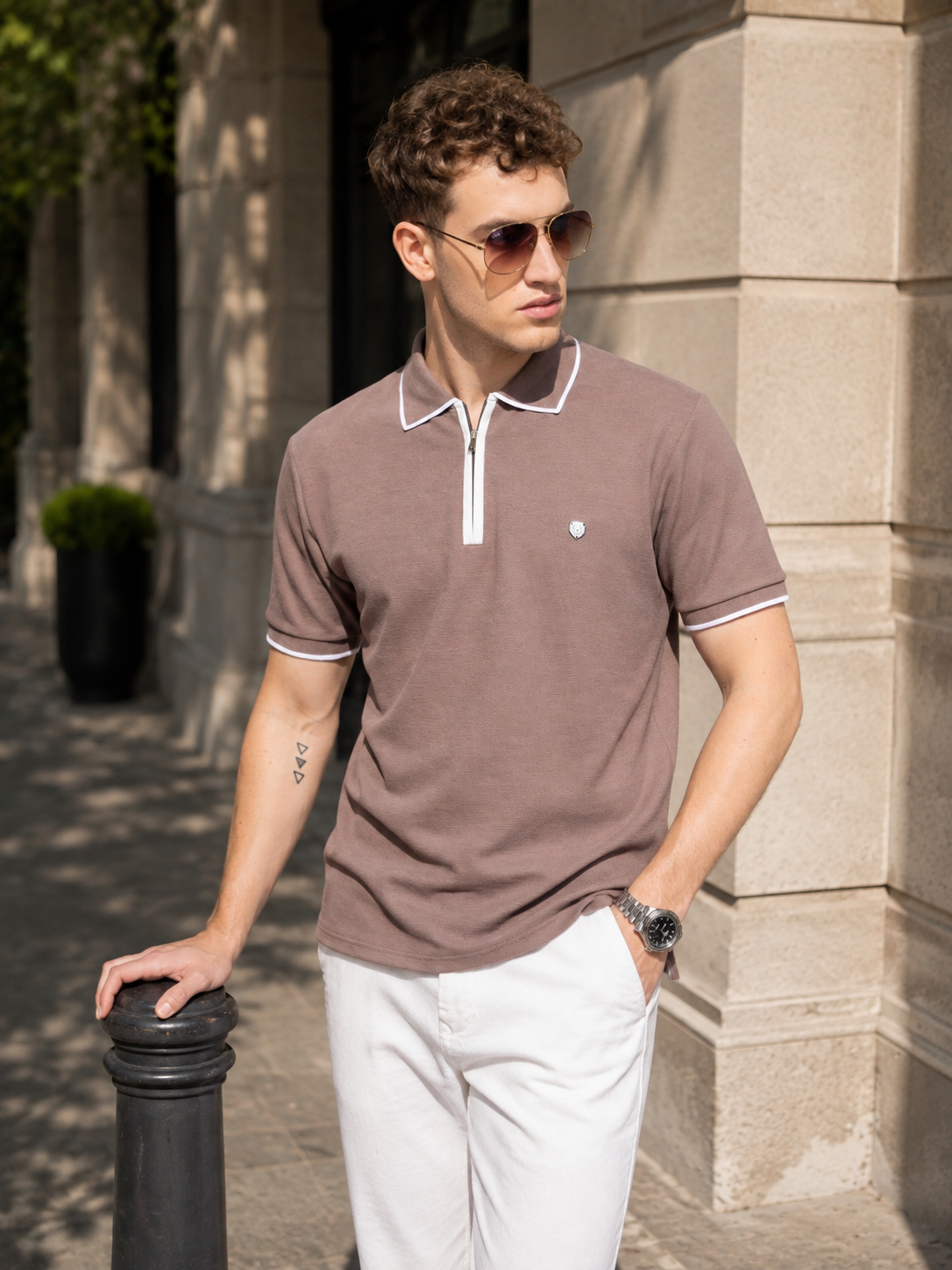 Aurel Brown Polo T-Shirt