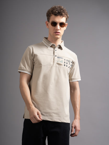 Calver Beige Polo T-Shirt