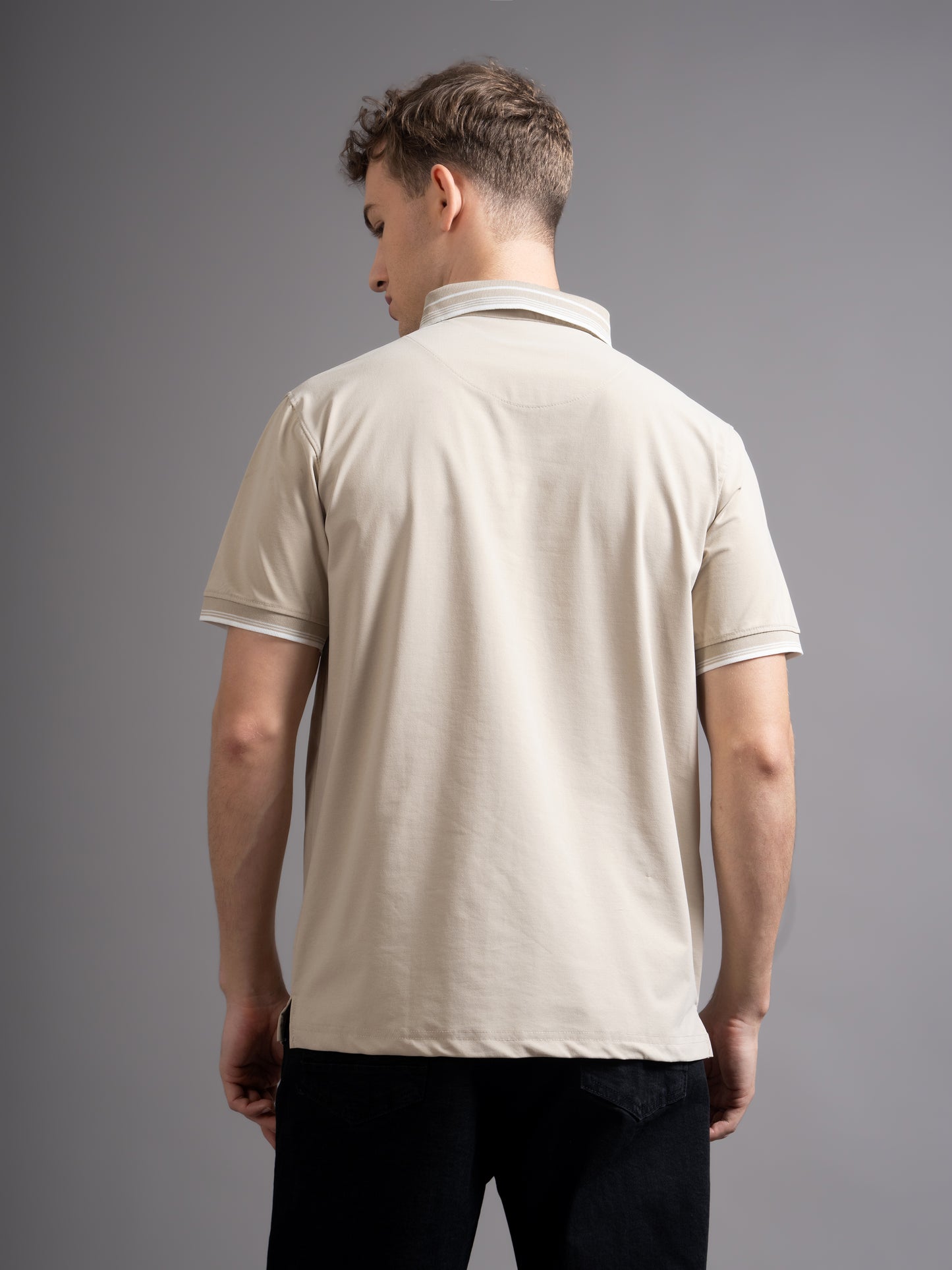 Calver Beige Polo T-Shirt