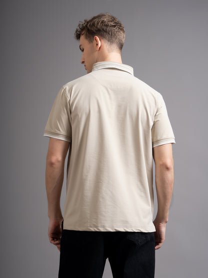 Calver Beige Polo T-Shirt