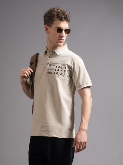 Calver Beige Polo T-Shirt
