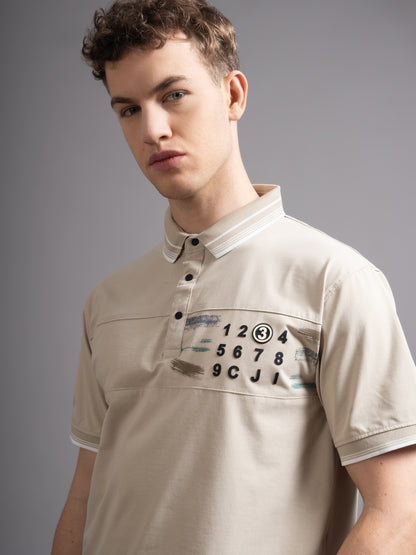 Calver Beige Polo T-Shirt