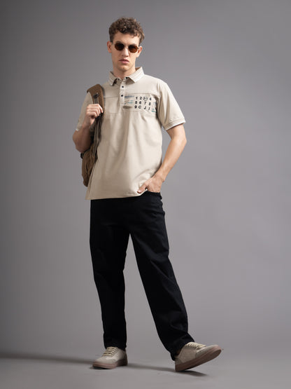 Calver Beige Polo T-Shirt