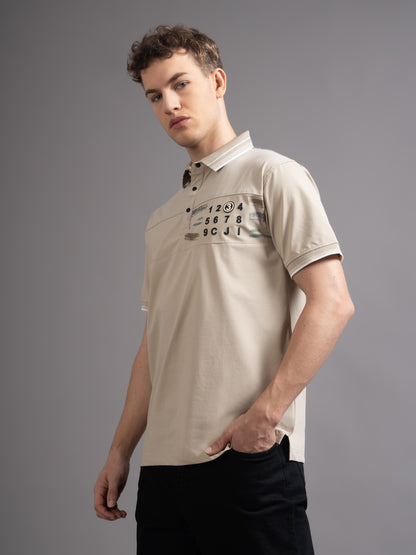 Calver Beige Polo T-Shirt