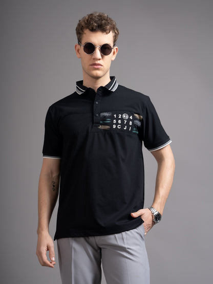 Calver Black Polo T-Shirt