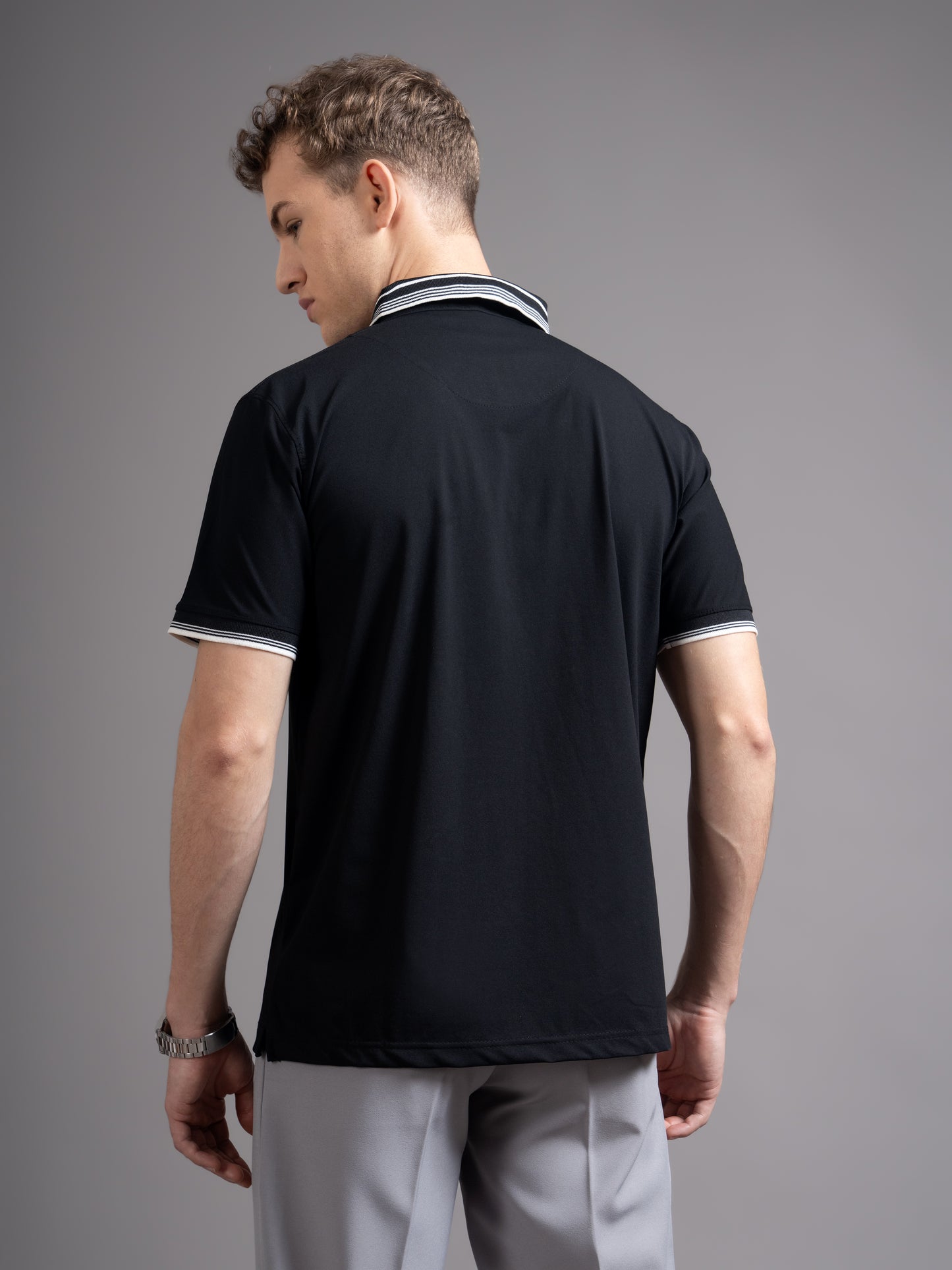 Calver Black Polo T-Shirt