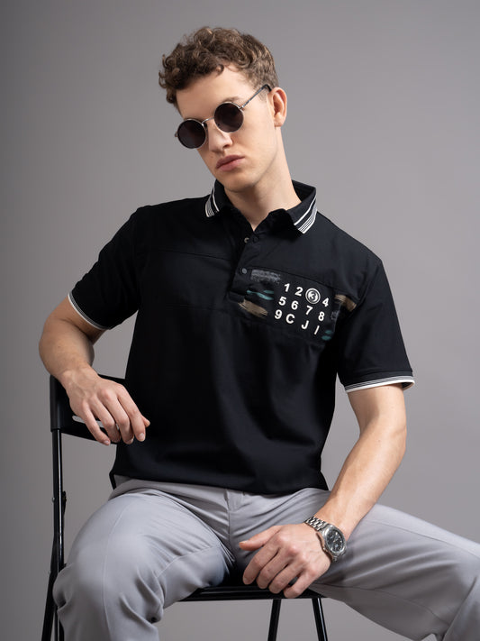 Calver Black Polo T-Shirt