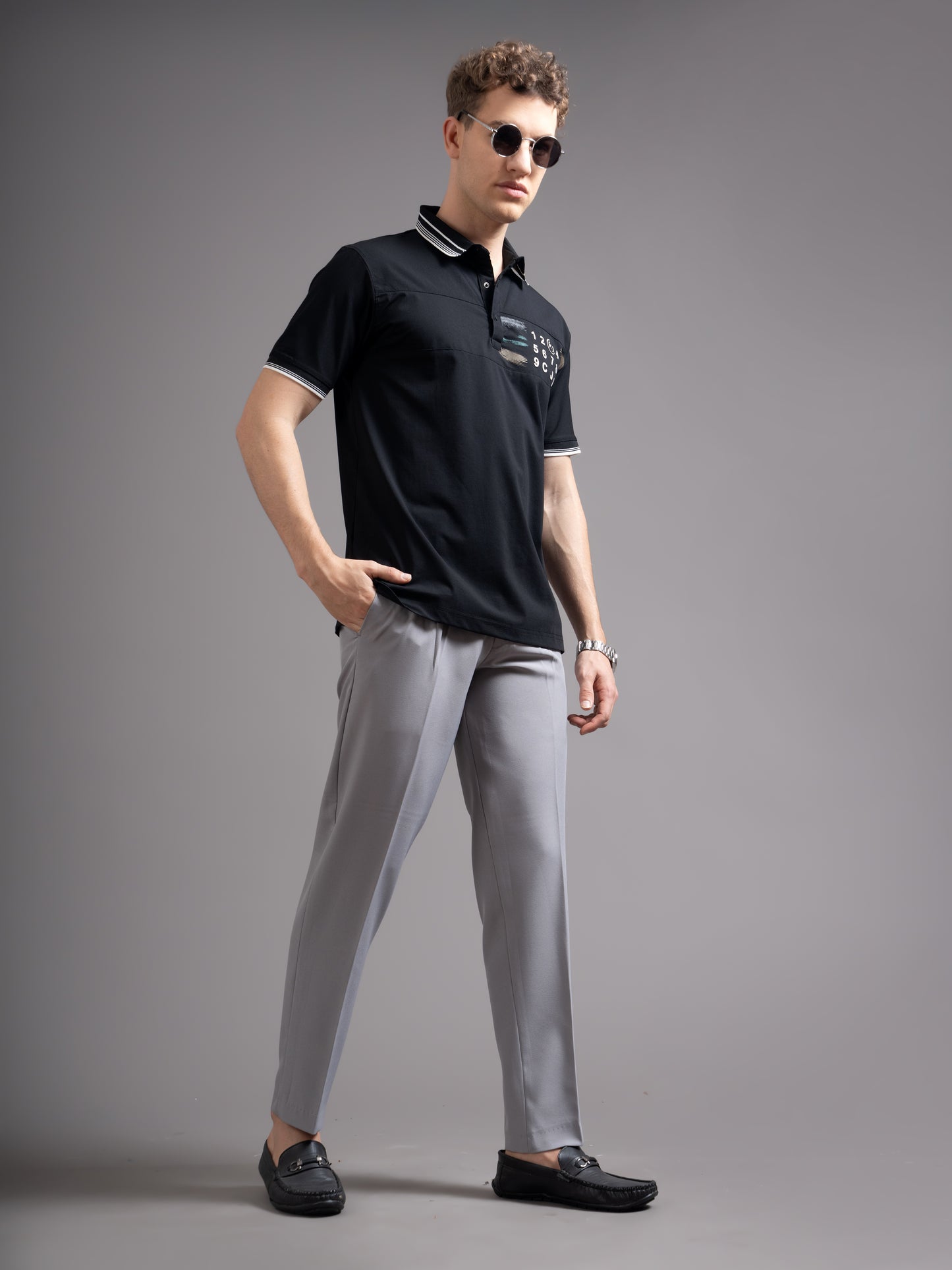 Calver Black Polo T-Shirt
