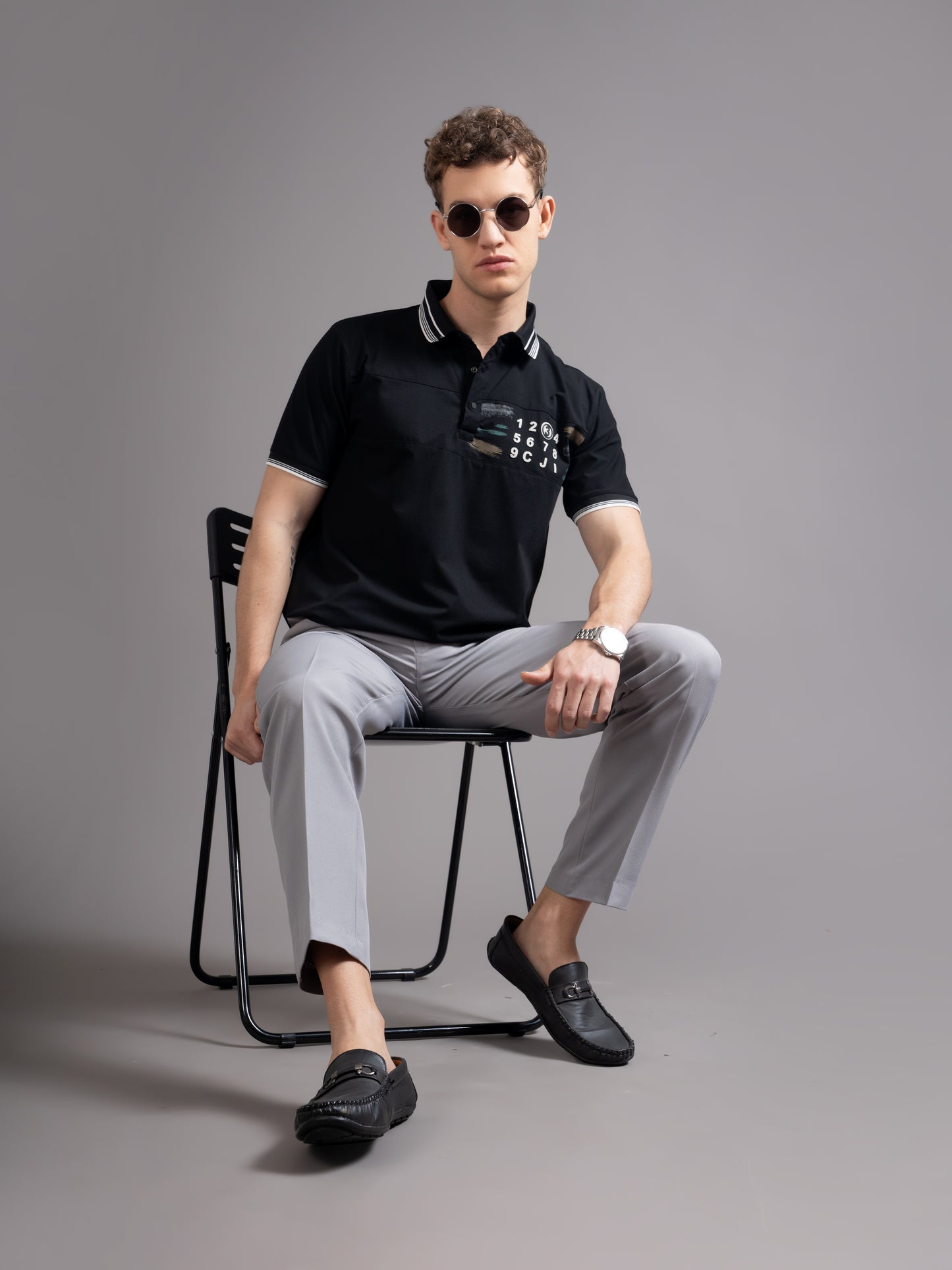 Calver Black Polo T-Shirt