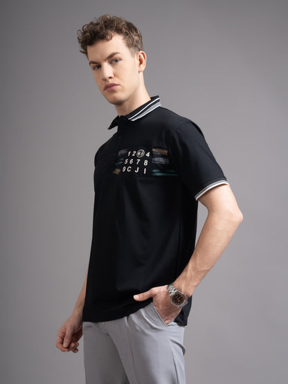 Calver Black Polo T-Shirt