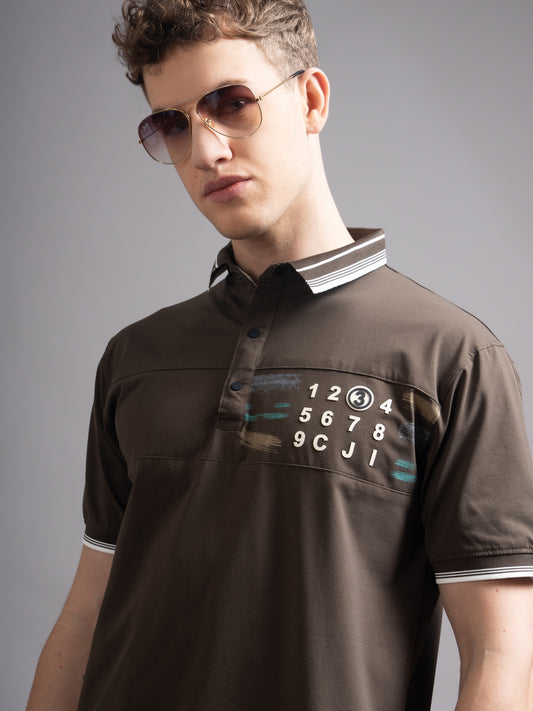 Calver Brown Polo T-Shirt