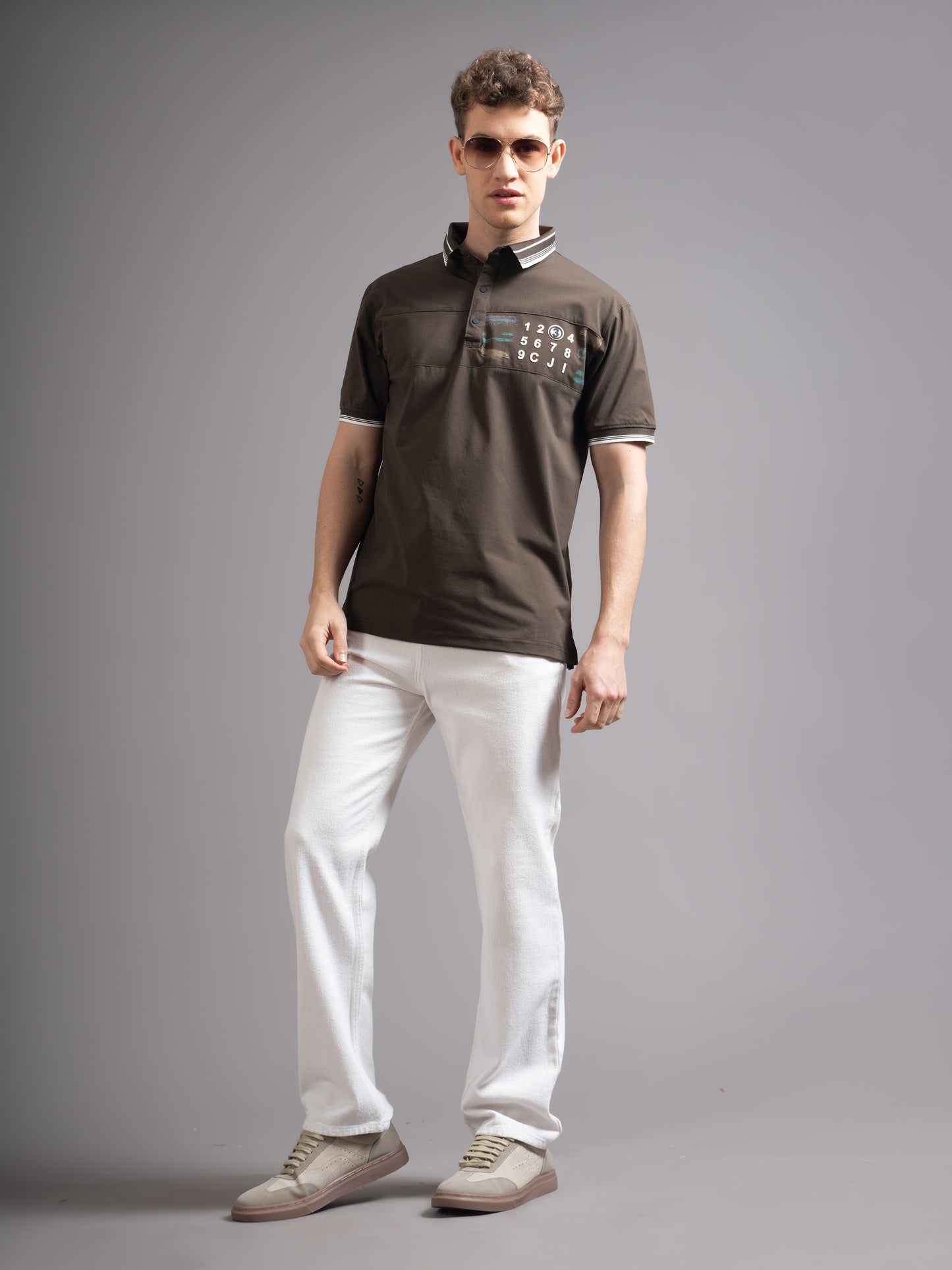 Calver Brown Polo T-Shirt