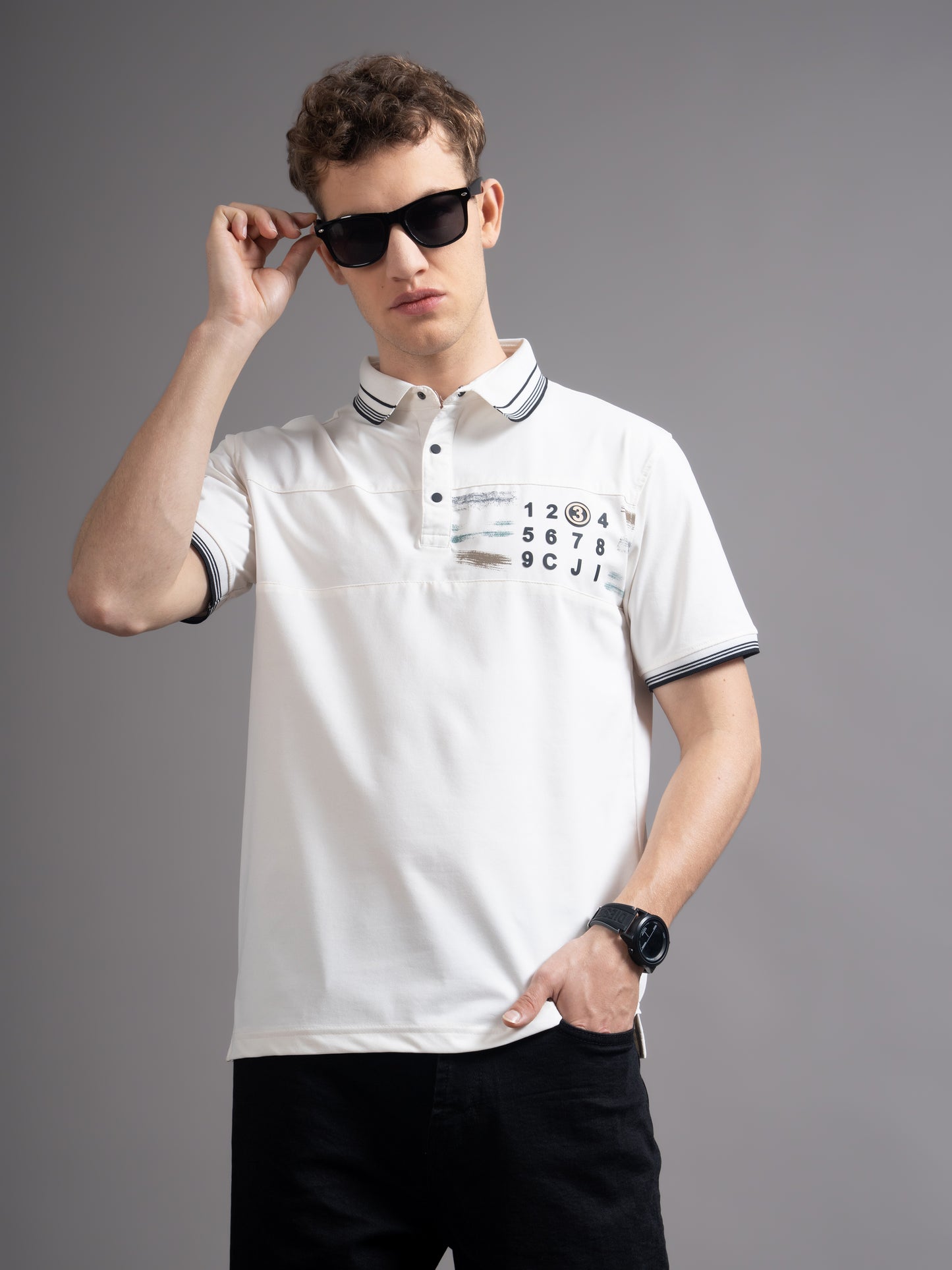 Calver White Polo T-Shirt