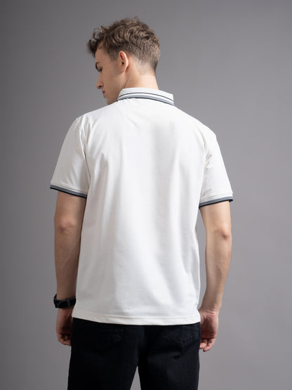 Calver White Polo T-Shirt