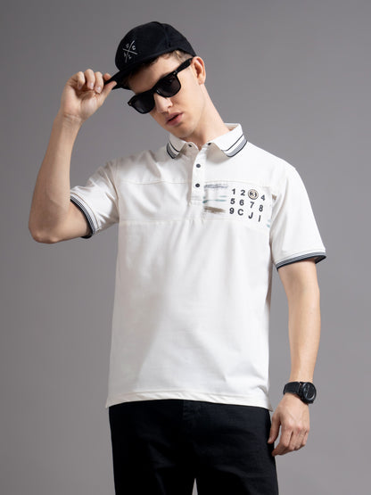 Calver White Polo T-Shirt