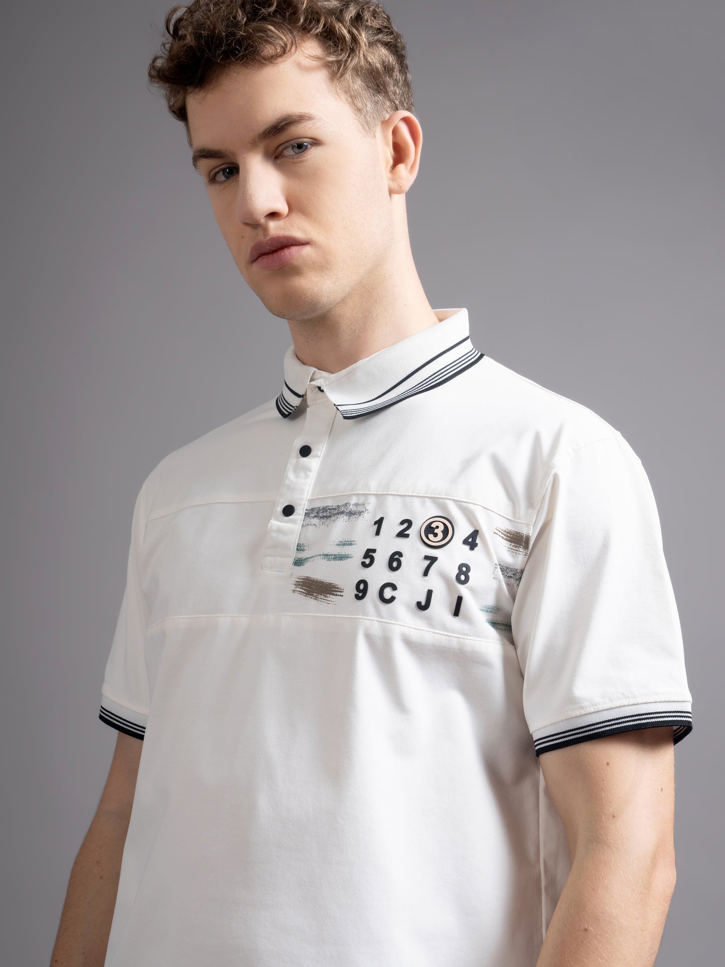 Calver White Polo T-Shirt
