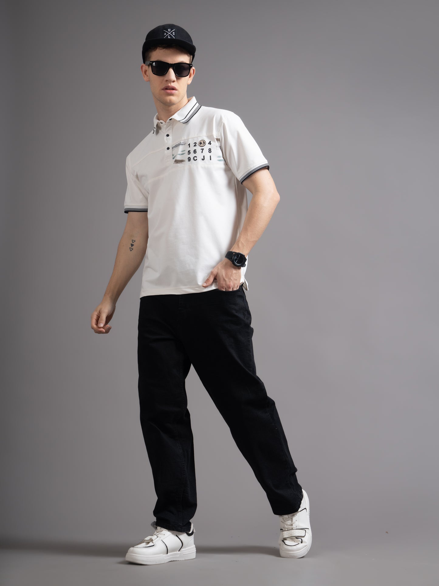 Calver White Polo T-Shirt
