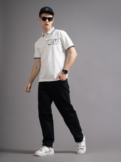 Calver White Polo T-Shirt