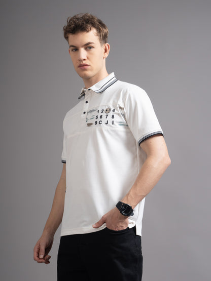 Calver White Polo T-Shirt