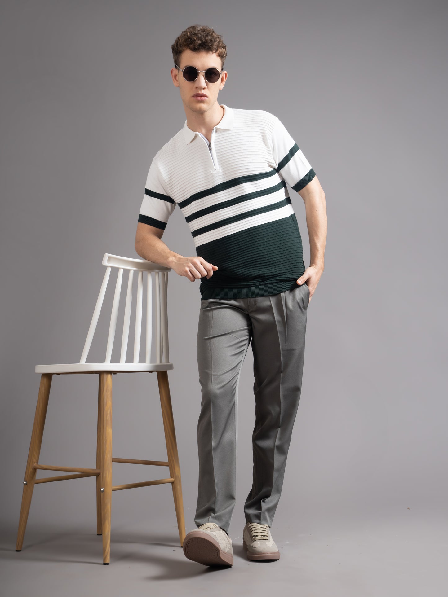 Duvont Olive Knit Polo T-Shirt