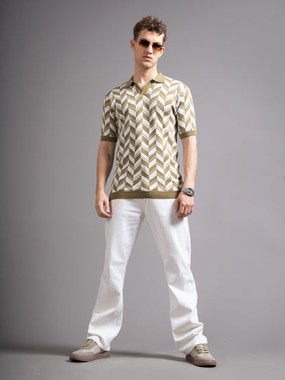 Ghent Brown Knit Polo T-Shirt
