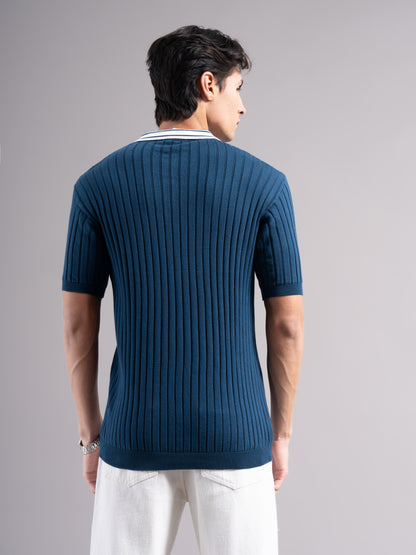 Arkend Blue Knit Polo T-Shirt