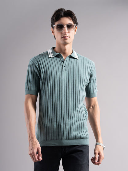 Arkend Green Knit Polo T-Shirt