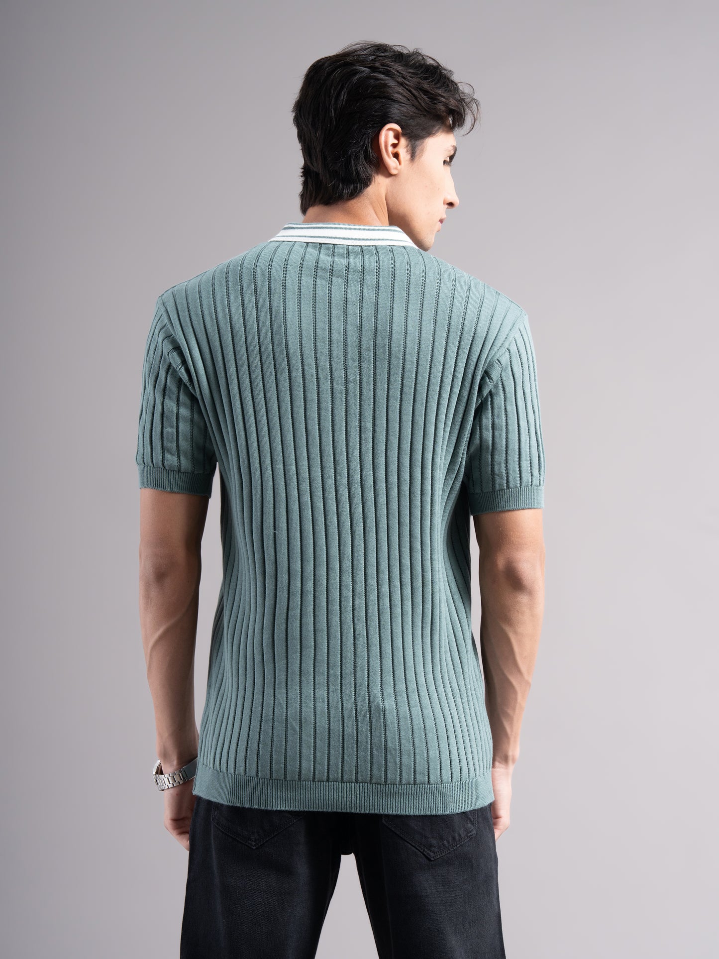 Arkend Green Knit Polo T-Shirt