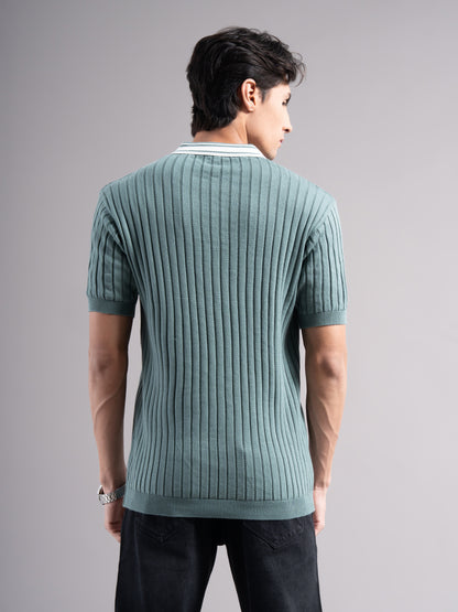 Arkend Green Knit Polo T-Shirt