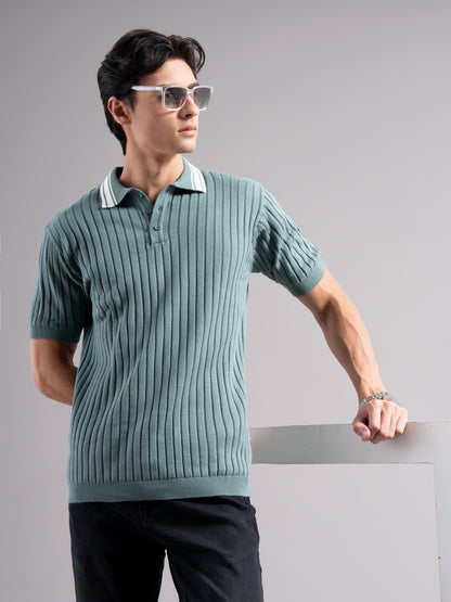 Arkend Green Knit Polo T-Shirt