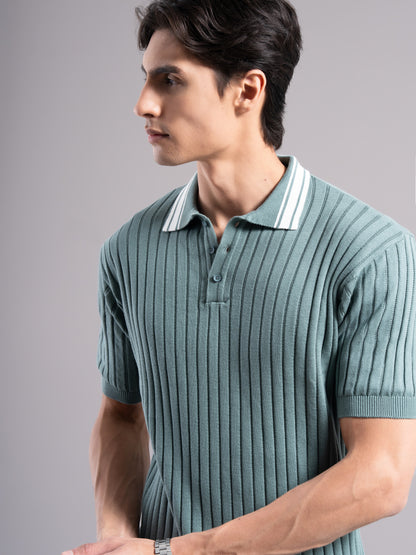 Arkend Green Knit Polo T-Shirt
