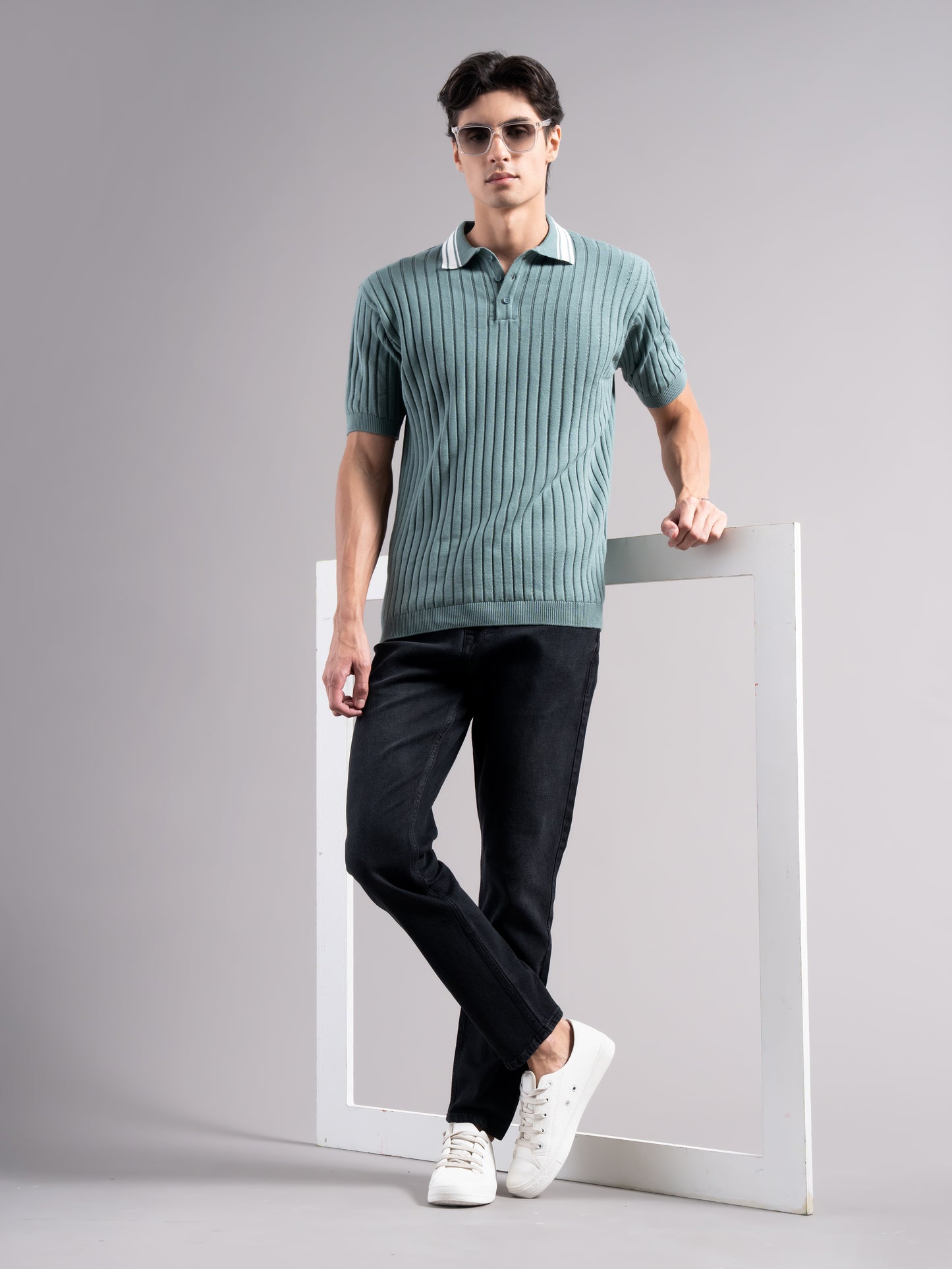 Arkend Green Knit Polo T-Shirt