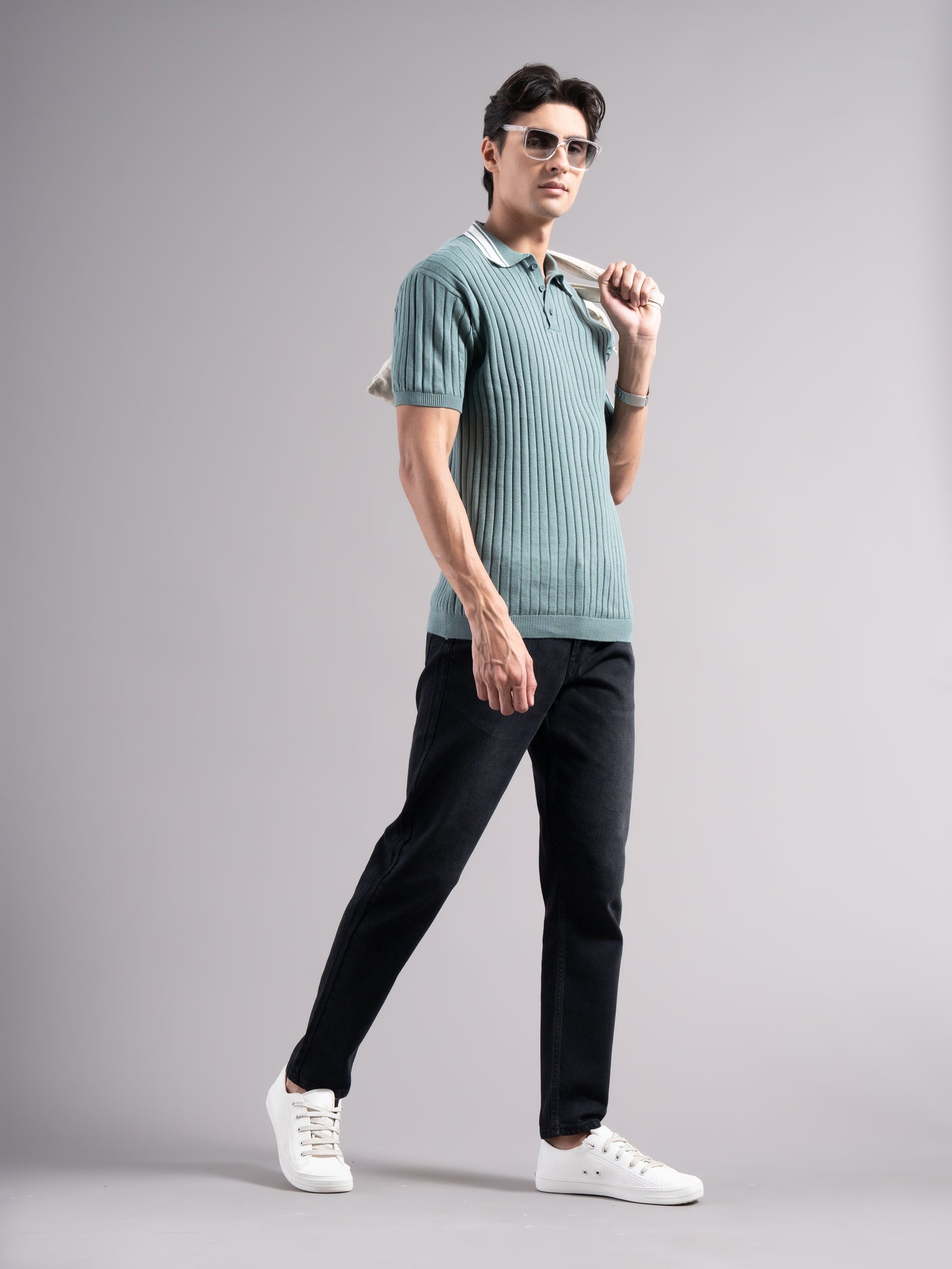 Arkend Green Knit Polo T-Shirt