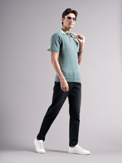 Arkend Green Knit Polo T-Shirt