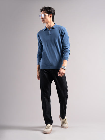 Arven Blue Knit Polo T-Shirt