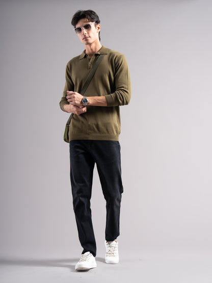 Arven Olive Knit Polo T-Shirt