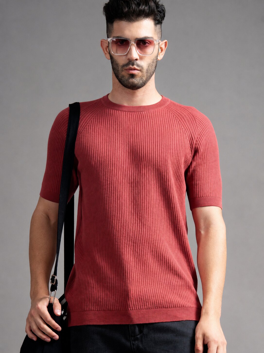 Daro Coral Red Knit T-Shirt