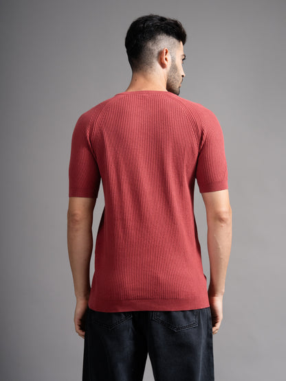 Daro Coral Red Knit T-Shirt