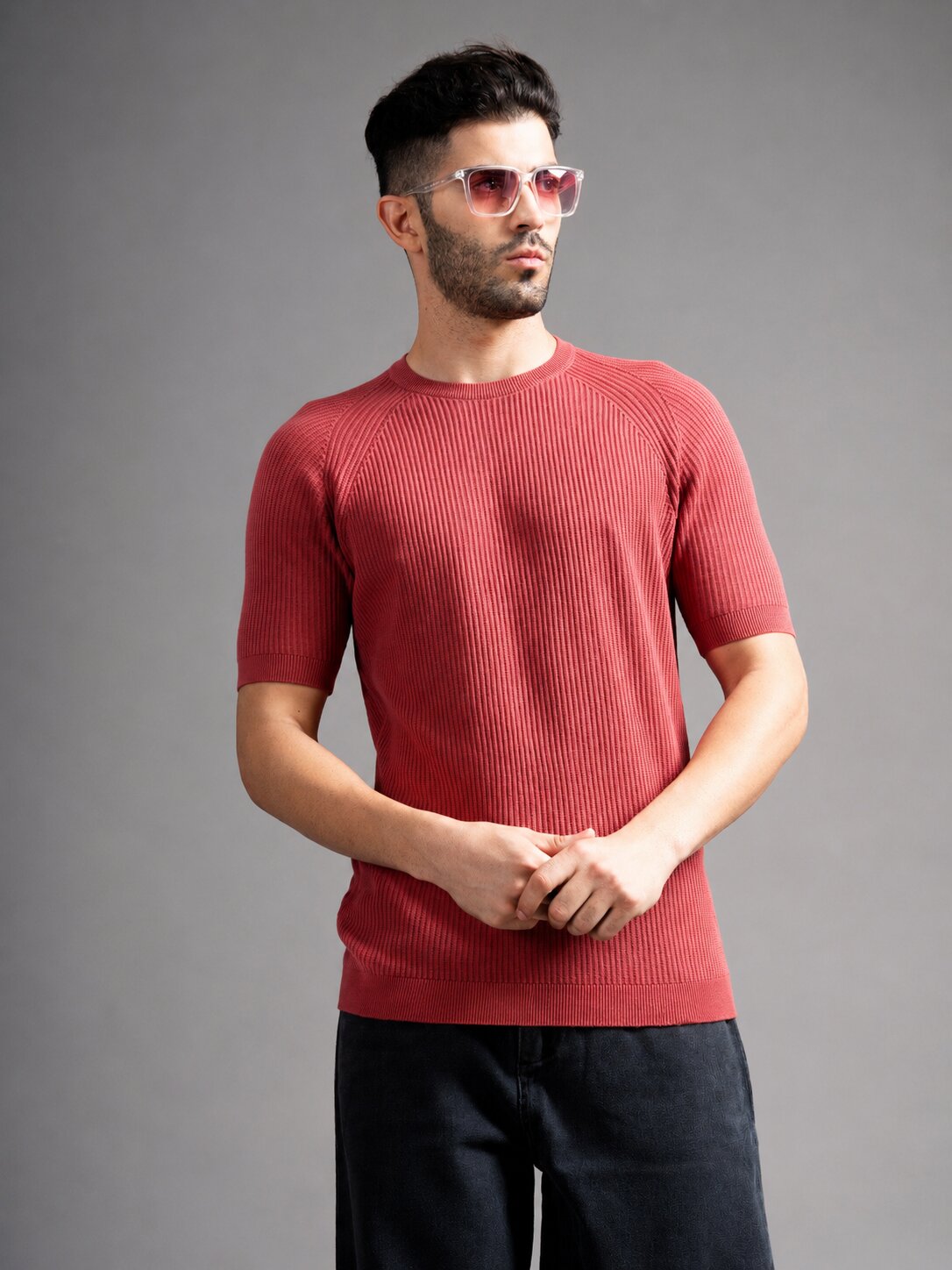 Daro Coral Red Knit T-Shirt